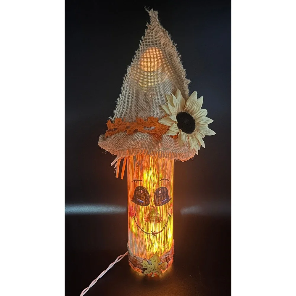 Light Up‎ Lamp Scarecrow Wine Bottle Fall Halloween Decor 16
